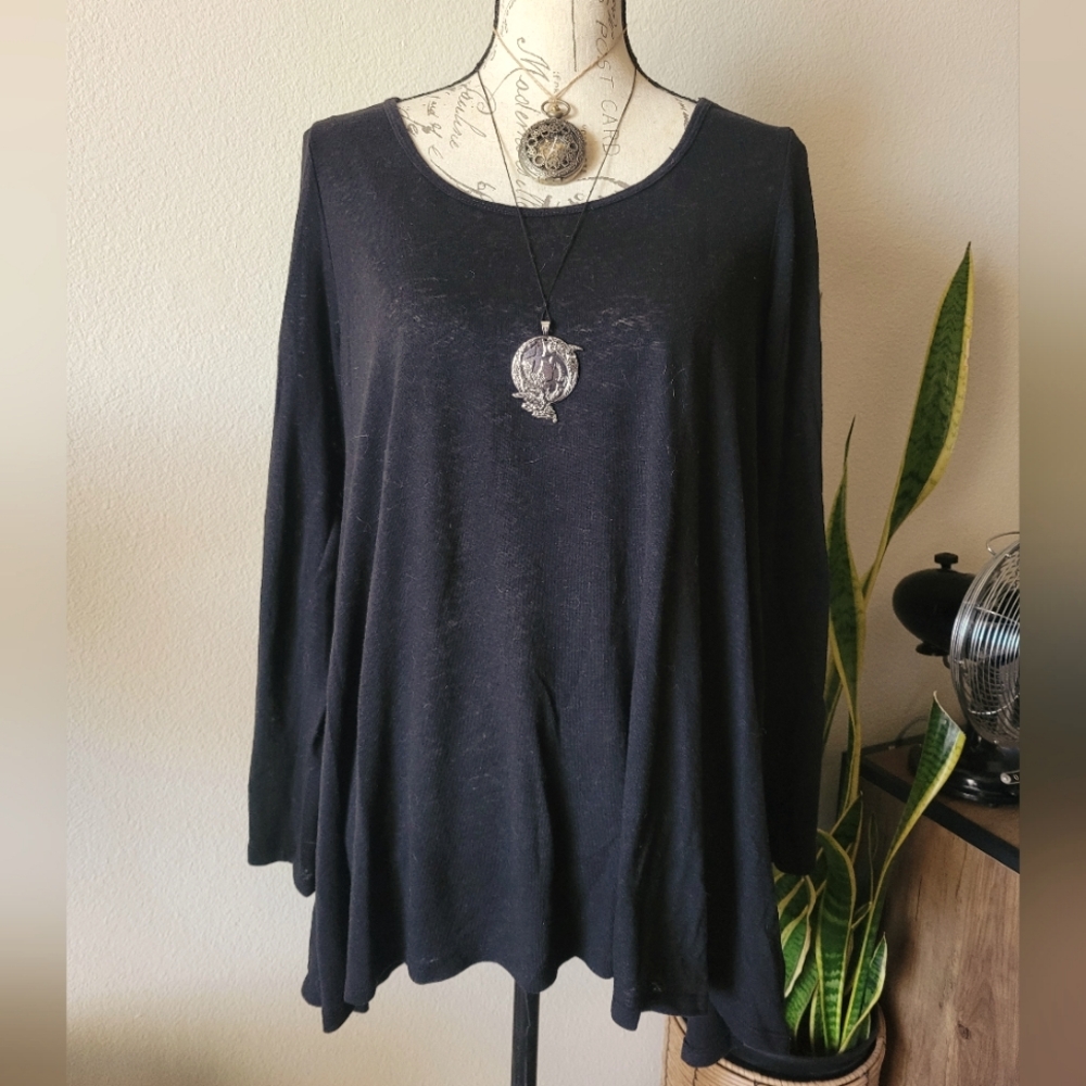 Torrid Linen Blend Crew Neck Drop Shoulder Hi-Low Tunic